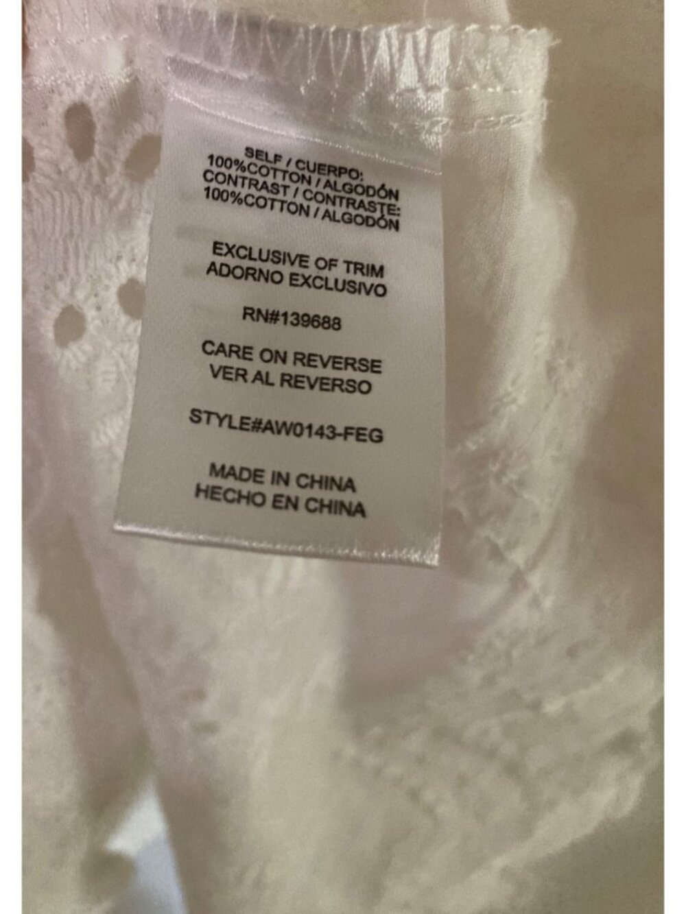 Penelope Rose White Embroidered Short Sleeved Top XL  NWT - Picture 8 of 9